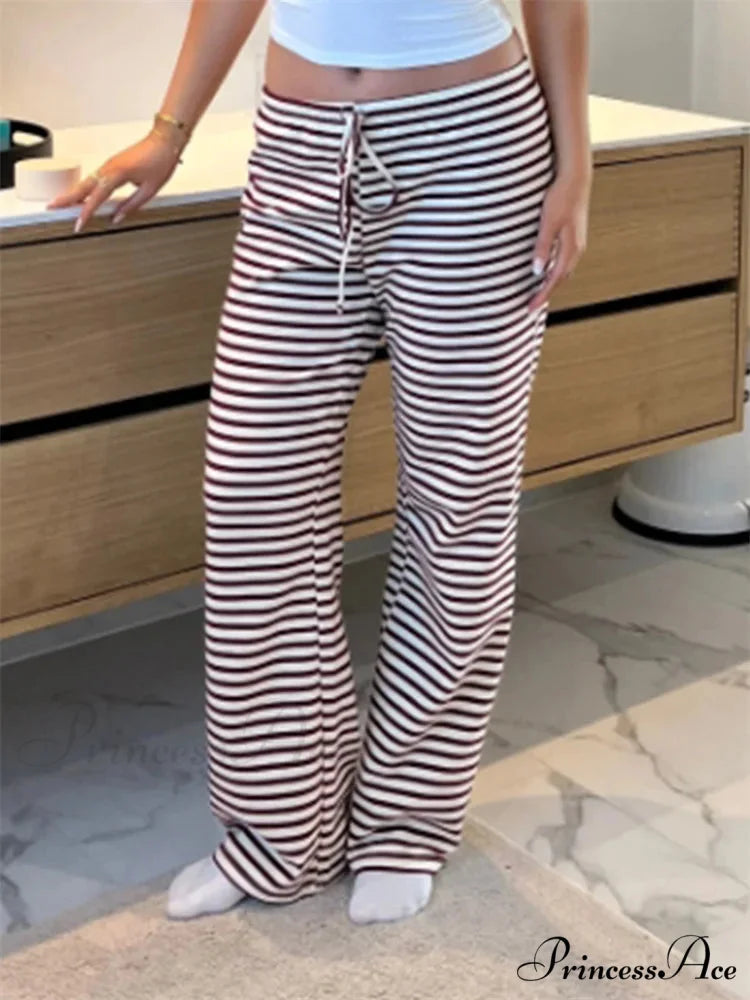 Checkered Pattern Wide Leg Informal Spring Summer Pant PINK / S pant-250223