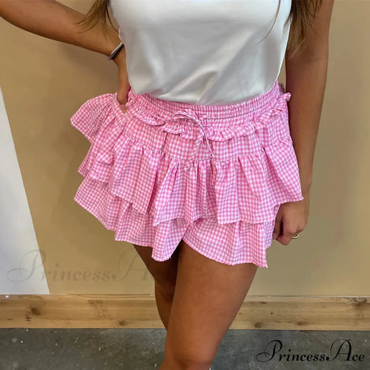 Checkered Sparkling A-Line Skirt skirts-250223