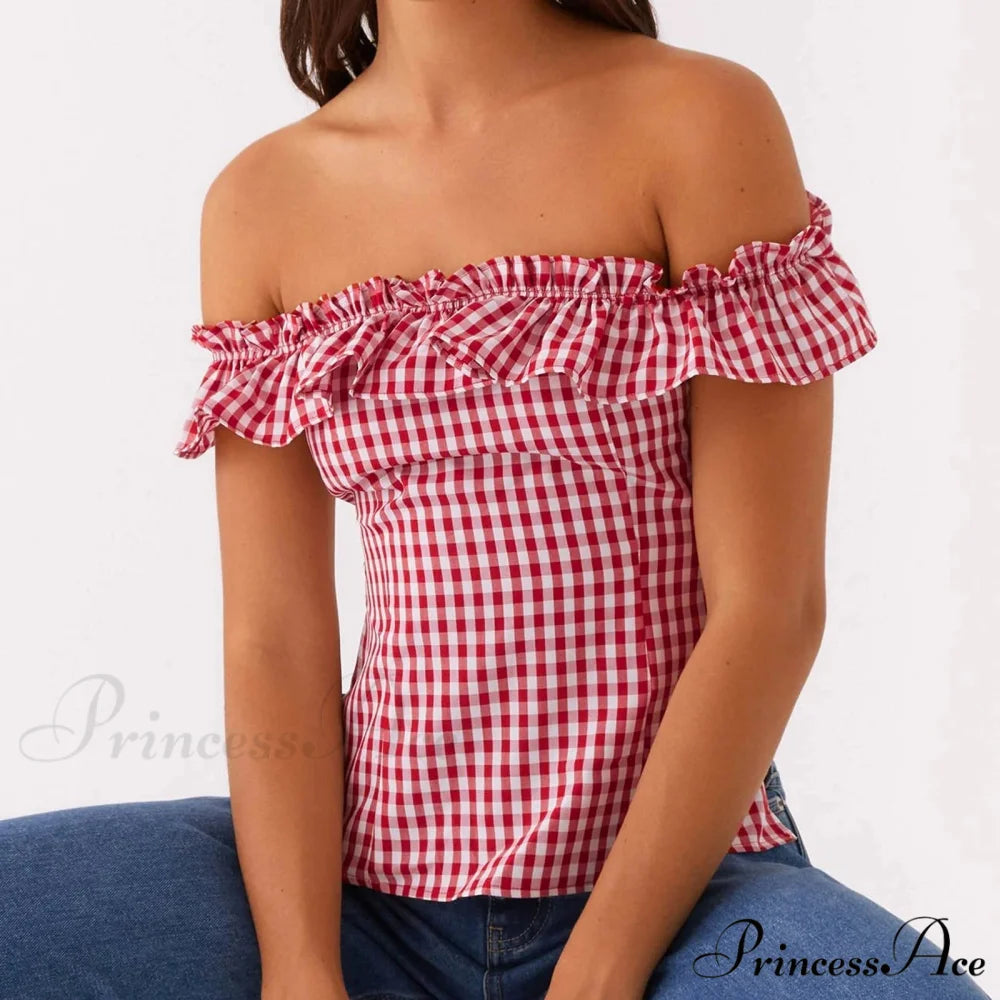 Checkered Square Neck Crop Top croptop-250223