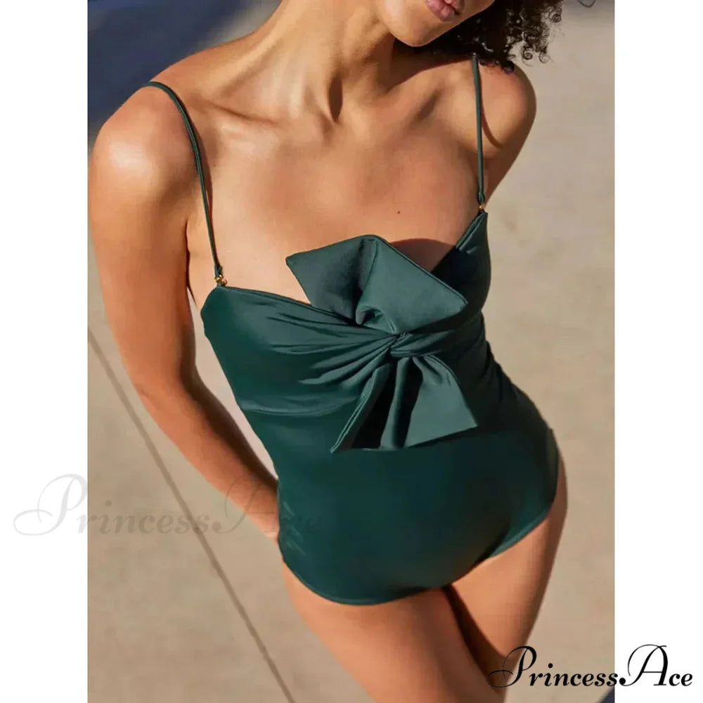 Chest Tie Halter One Piece Swimsuit onepiece-250223