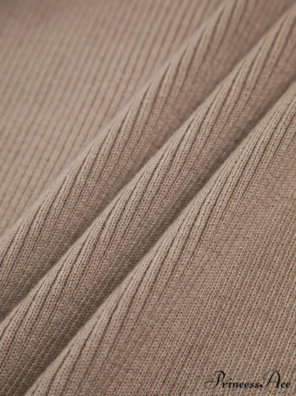Chestnut Halter Graceful Rib Knit Top