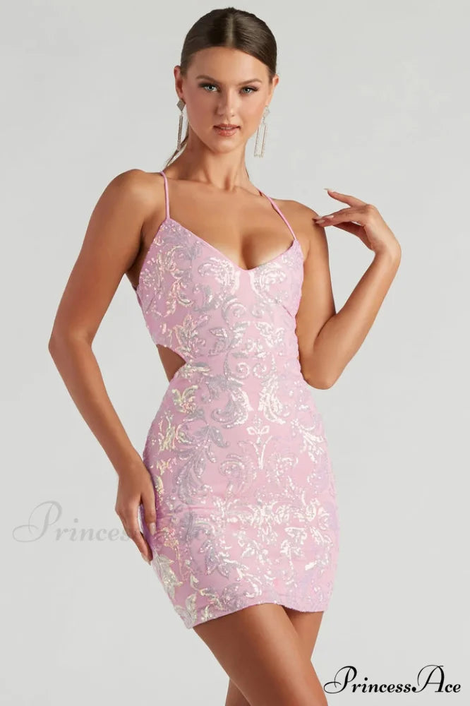 Chic Bombshell Stylish Sequin Mini Dress XS / Pink