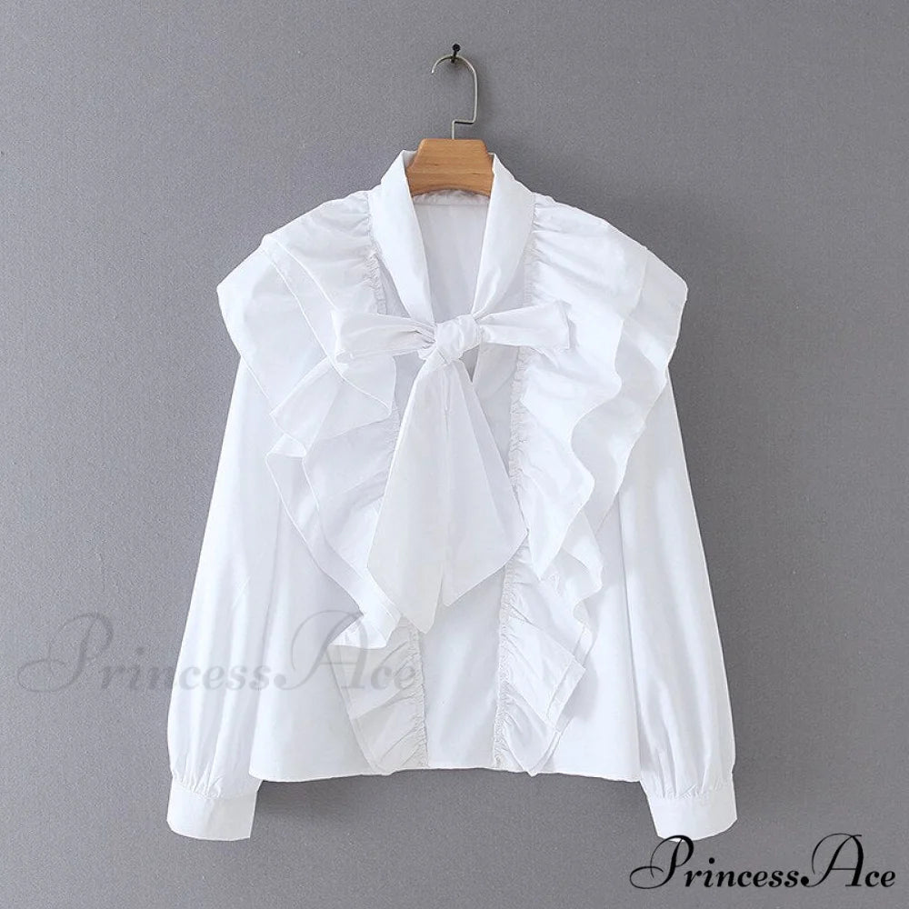 Chic Bow Tie Collar White Blouse