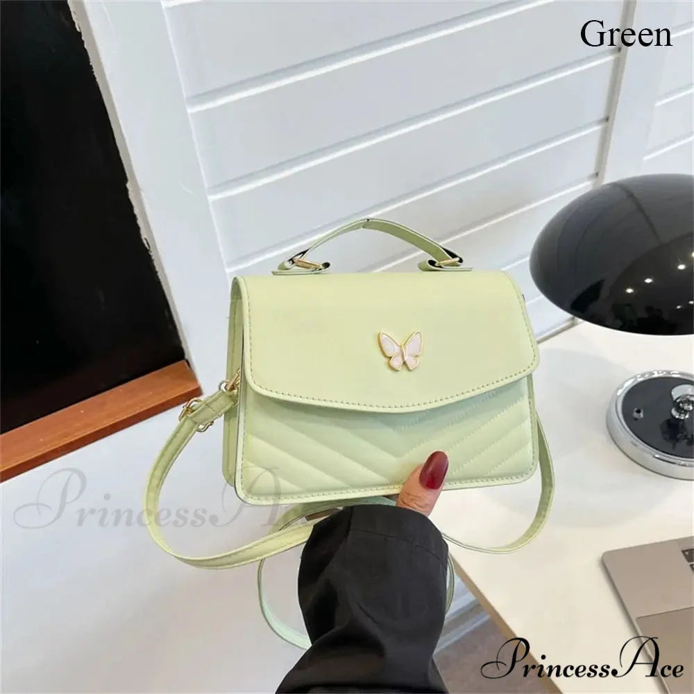Chic Butterfly Embroidery Faux Leather Purse Green handbag-250126