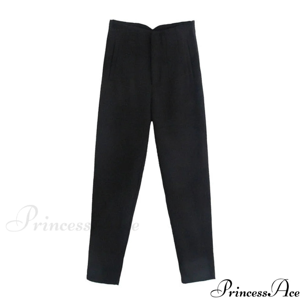 Chic Button Zip Elegant Pink Casual Pants black / XS