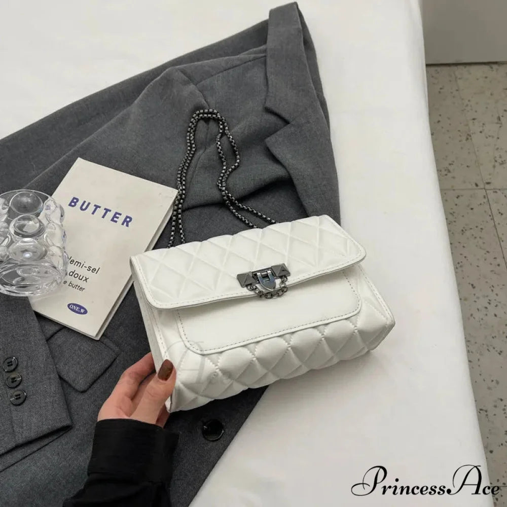 Chic Diamond Grid Crossbody Shoulder Bag Beige shoulder-250126