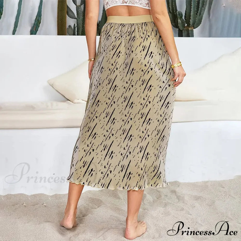 Chic Flower Patterned Tulle High Rise Flowy Umbrella Skirt skirt-250126