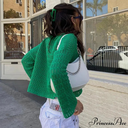 Chic Green Button-Up Knitted Vintage Fairycore Y2K Grunge Christmas Sweater