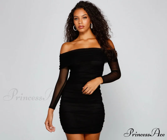 Chic Moment Mesh Charming Bodycon Mini Dress BLACK / XS