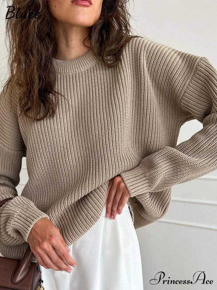Chic O-neck Elegant Knitted Sweater Pullovers