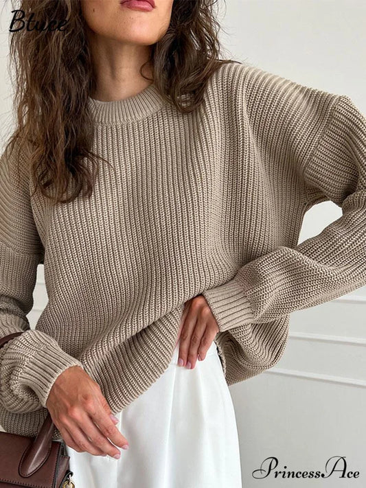 Chic O-neck Elegant Knitted Sweater Pullovers