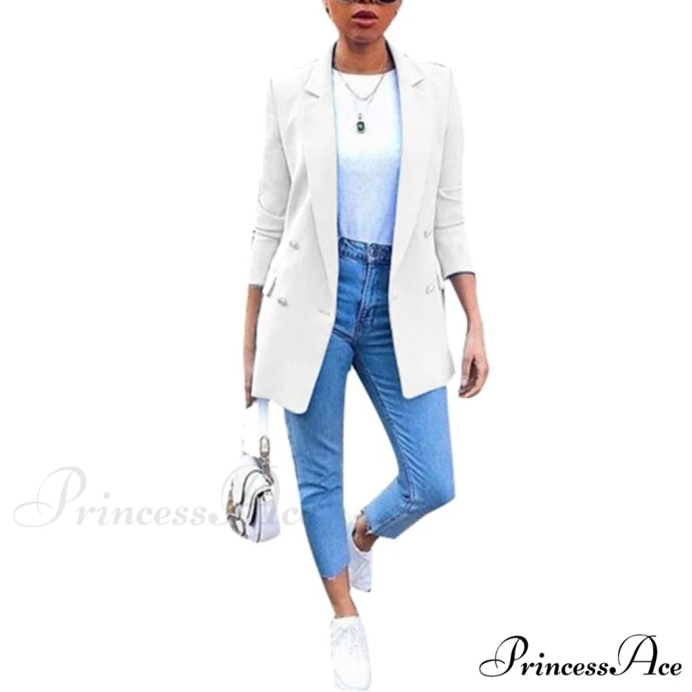 Chic Office Lady Breasted Blazer white / S