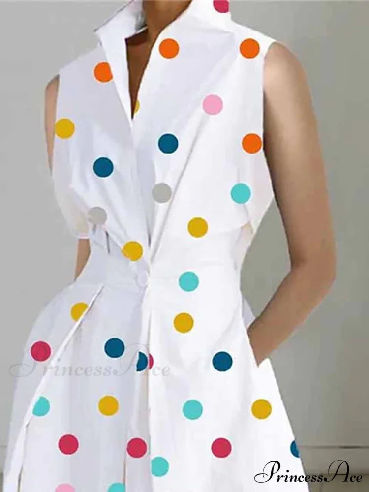 Chic Polka Dot Full-Length Dress