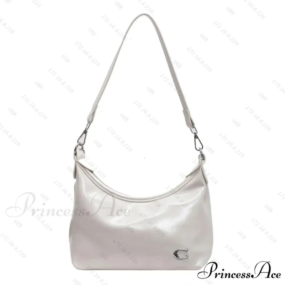 Chic PU Crossbody Bag with Zipper White shoulder-250126