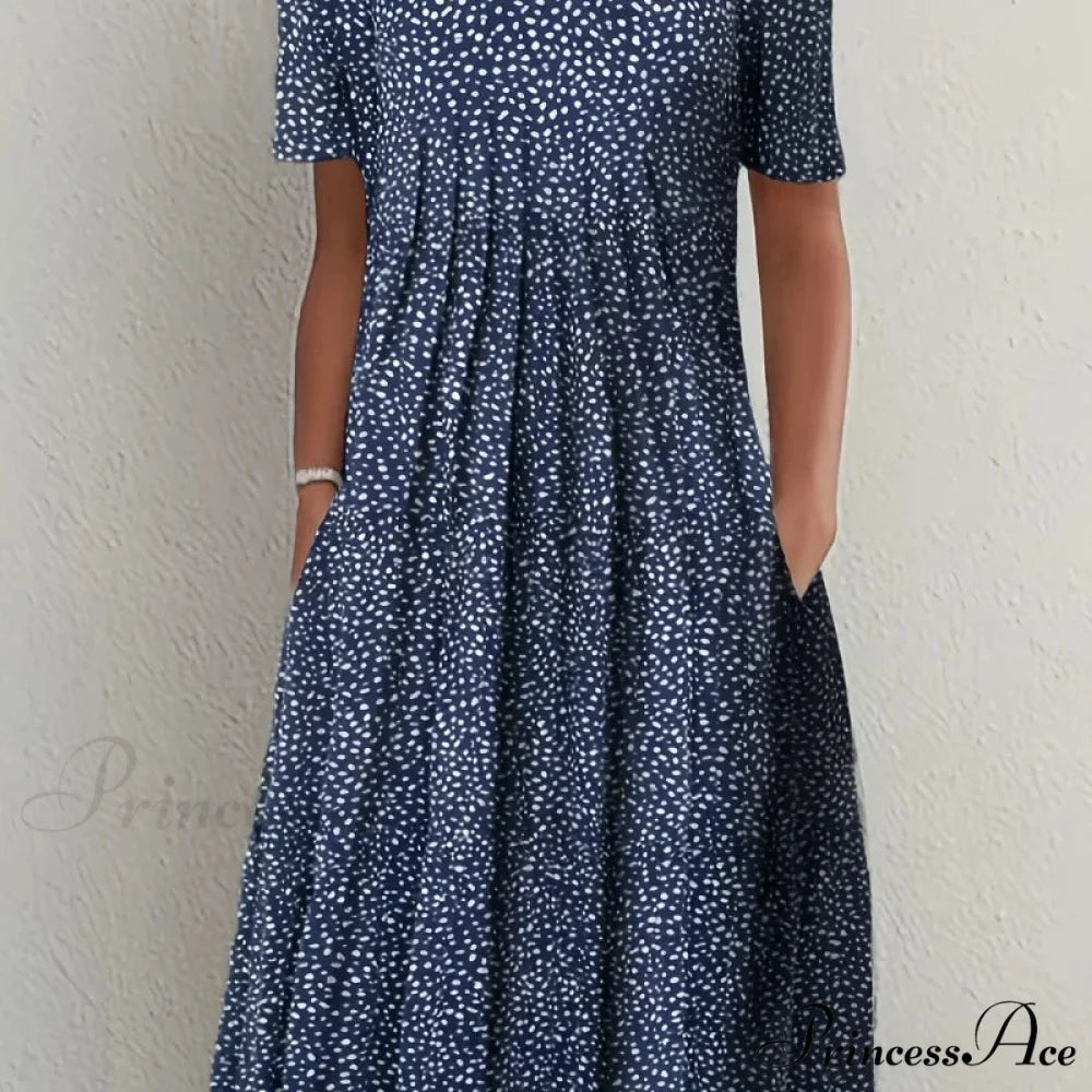 Chic Spring Summer Circular Neck Patterned Flowered Dress oldfloraldress-250126