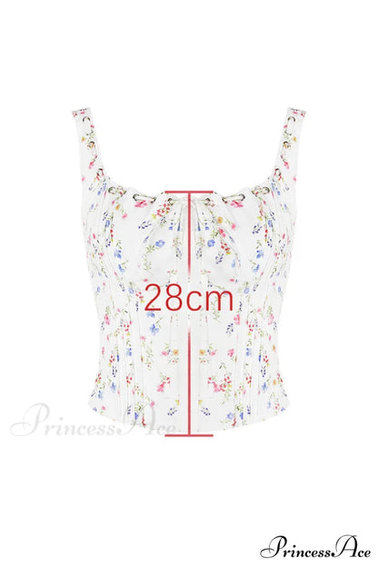 Chicca White Stylish Posy Print Top