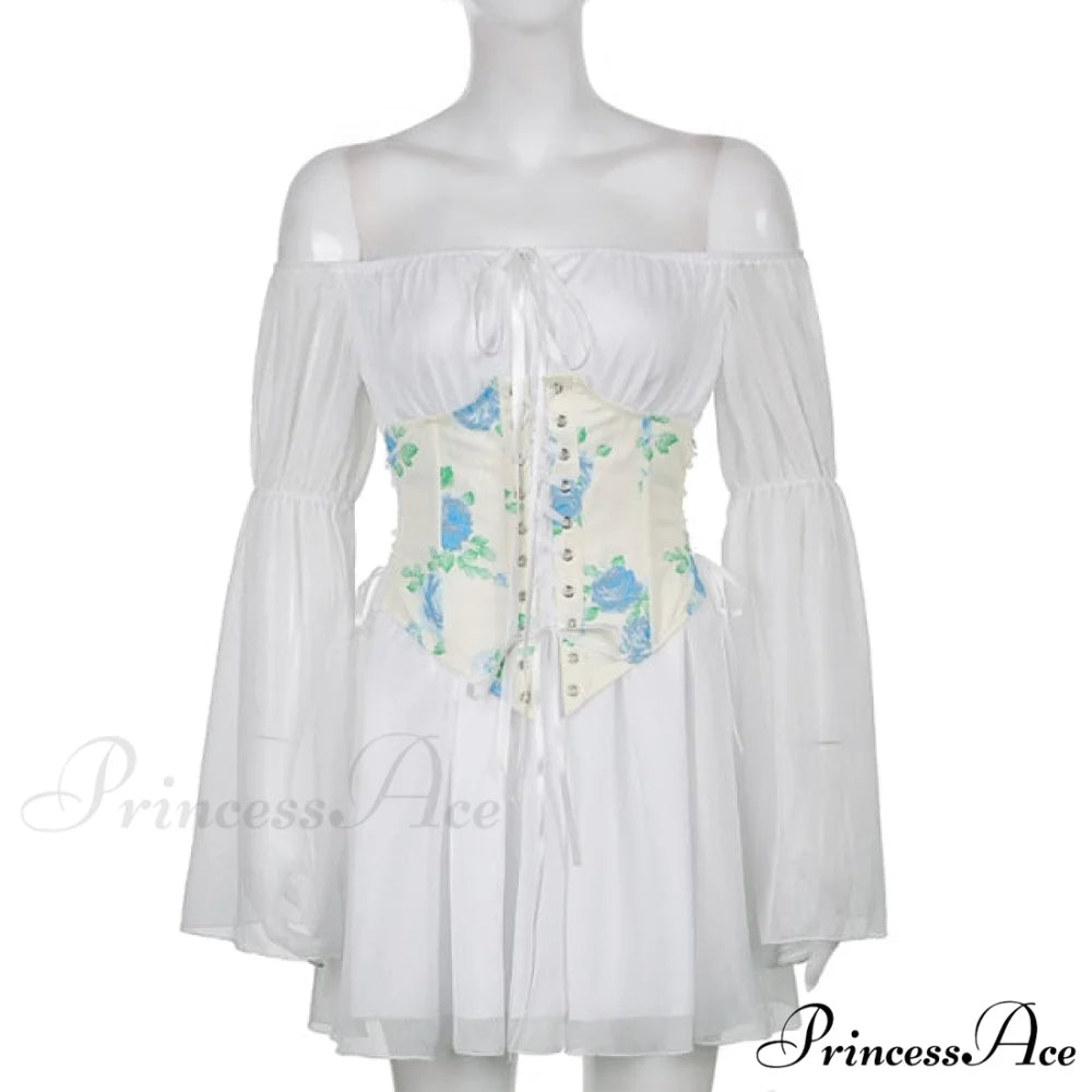 Chiffon Detachable Corset Charming Puff Sleeve Mini Dresses set 3 / L