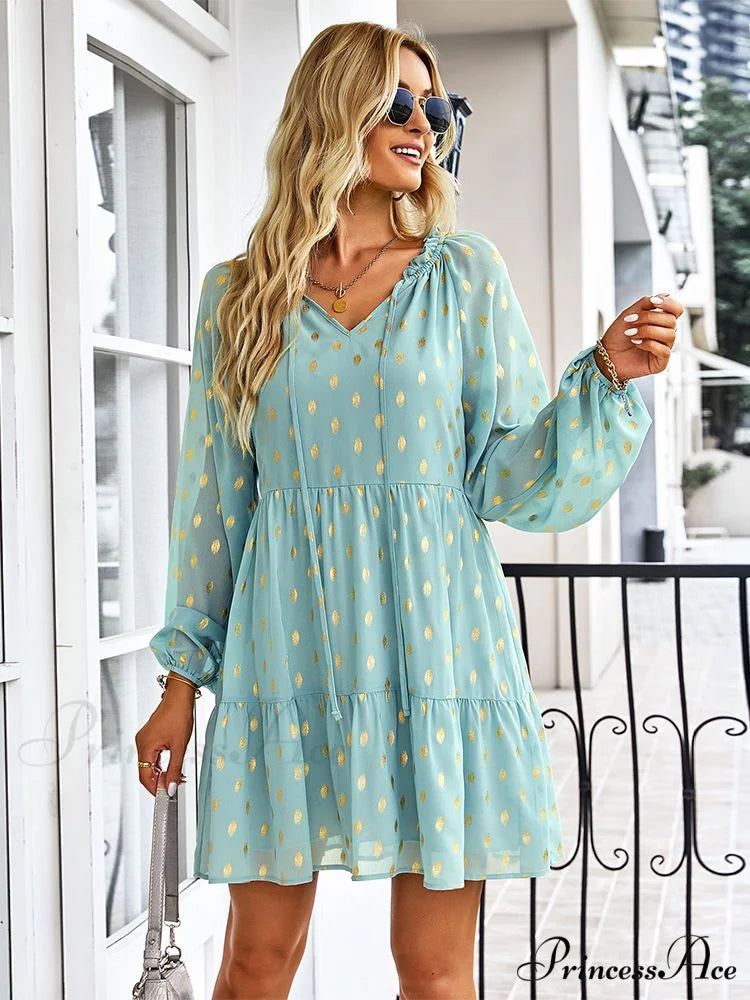 Chiffon for Vintage Gown Casual Bohemian Brief Party Women Design Dot - Sundress