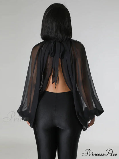 Chiffon Ruffle Trim Halter Cowl Classic Neck Slip Mini Dress - Black