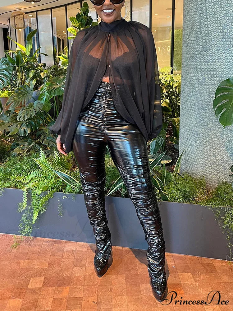 Chiffon Ruffle Trim Halter Cowl Classic Neck Slip Mini Dress - Black Black / S