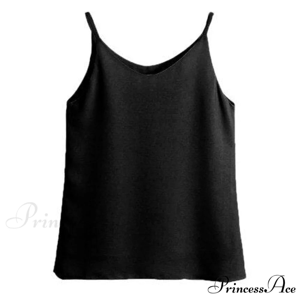 Chiffon Sleeveless Solid Camis Top White / XL