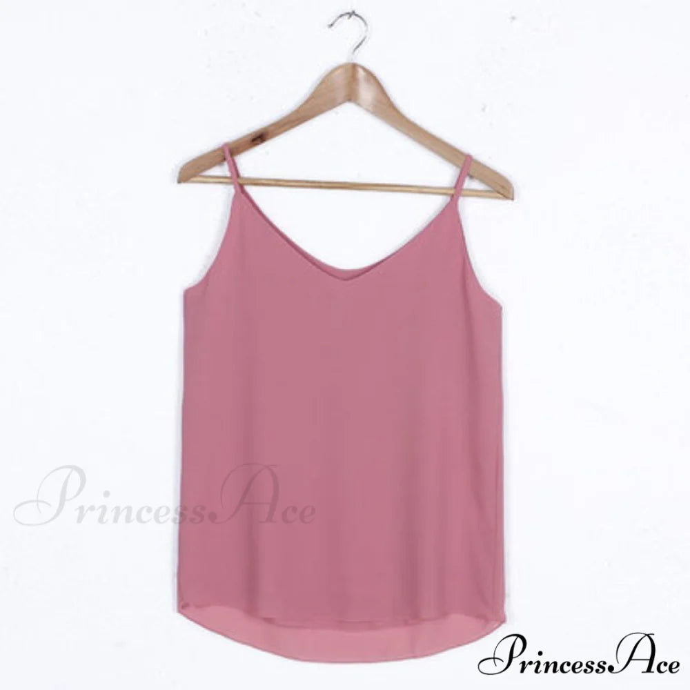 Chiffon Sleeveless Solid Camis Top White / XL