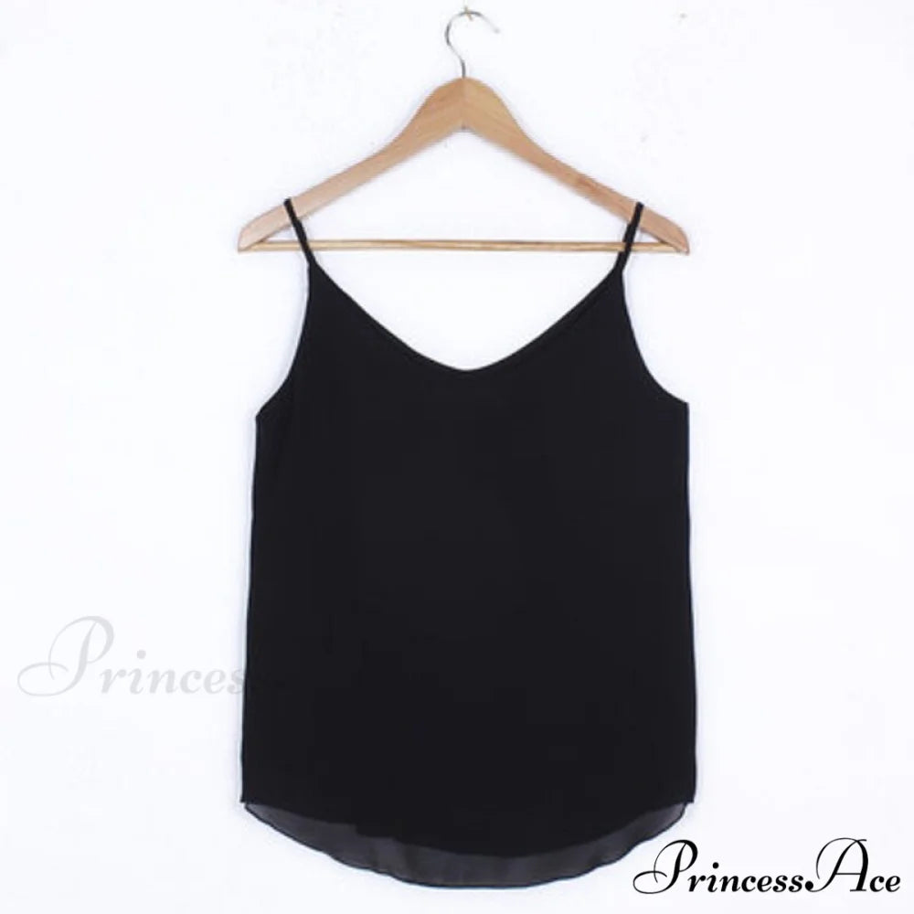 Chiffon Sleeveless Solid Camis Top White / XL
