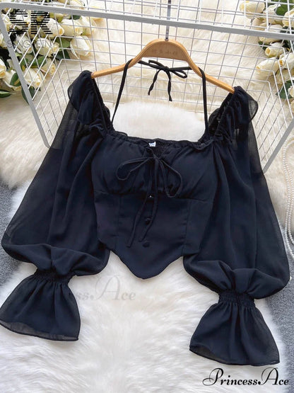 Chiffon Slim Harajuku Sexy Short Blouse