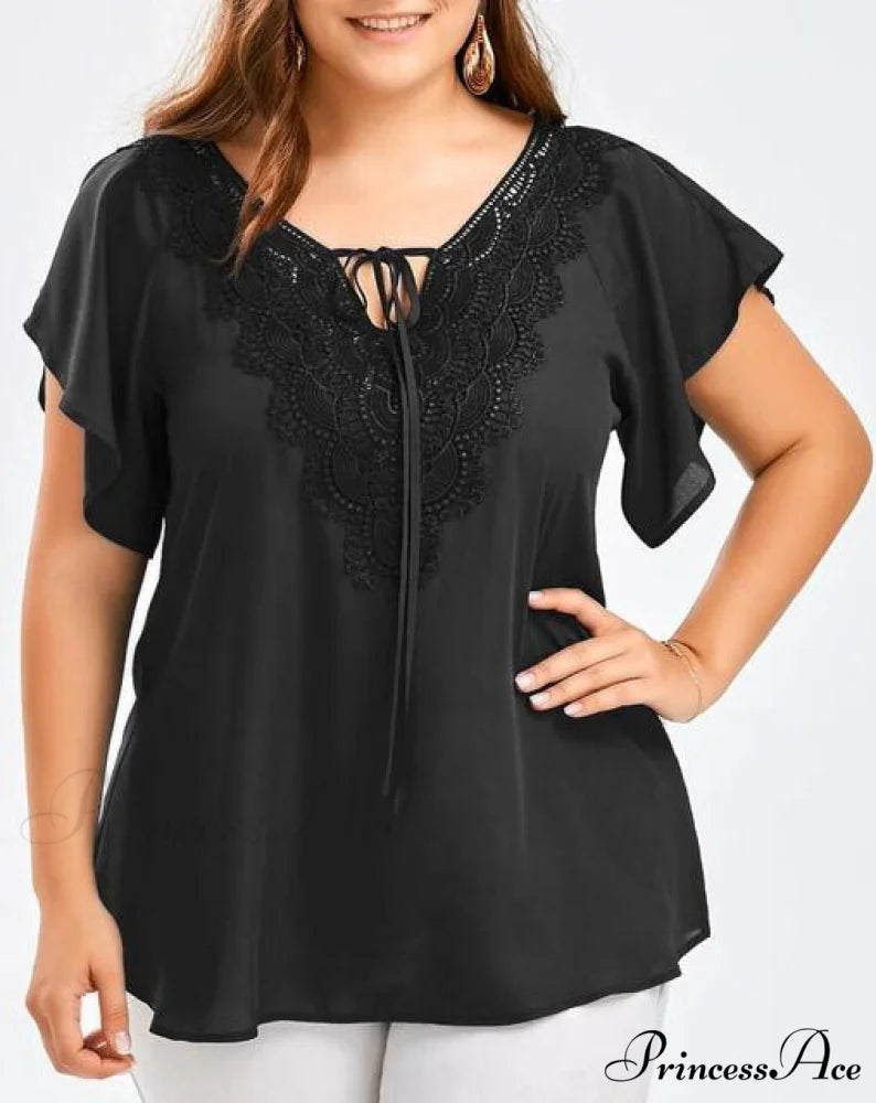Chiffon Tops Women Blouses Black / XL