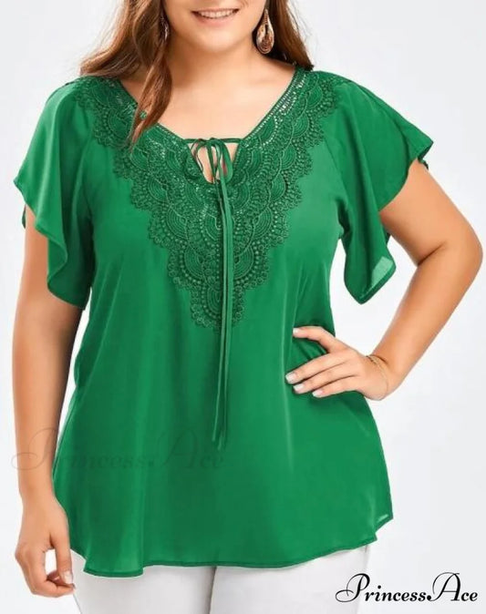 Chiffon Tops Women Blouses green / XL