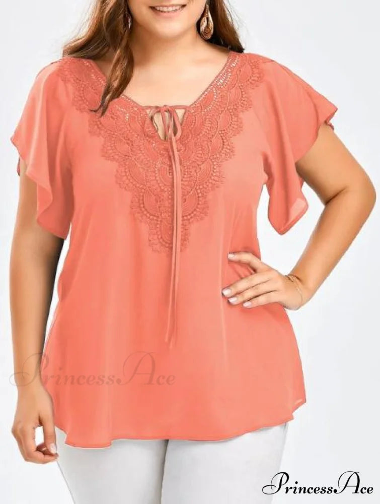 Chiffon Tops Women Blouses Pink / XL