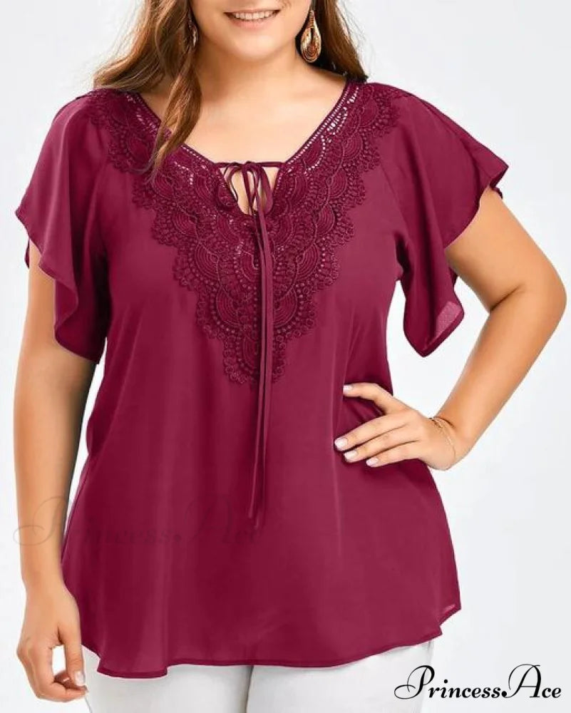 Chiffon Tops Women Blouses Red / XL
