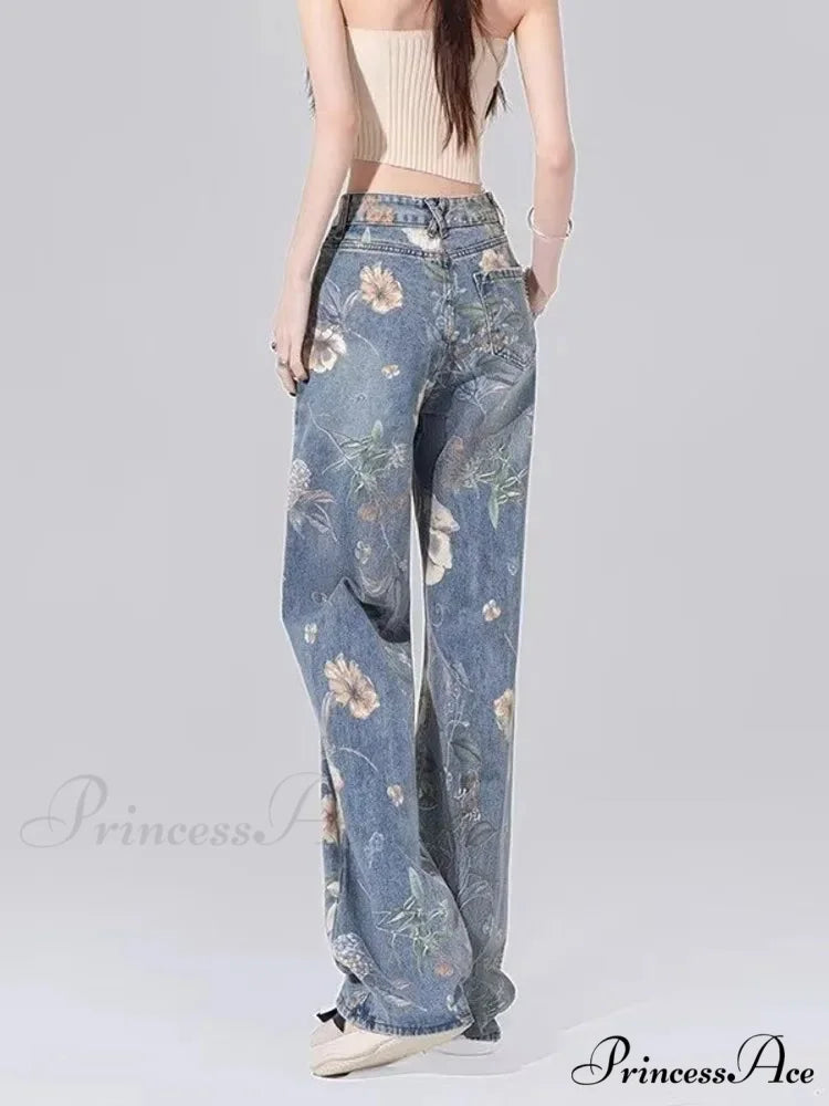 Children’s High Waist Straight Tube Loose Wide Leg Trendy Spliced With Old Zippers Jean