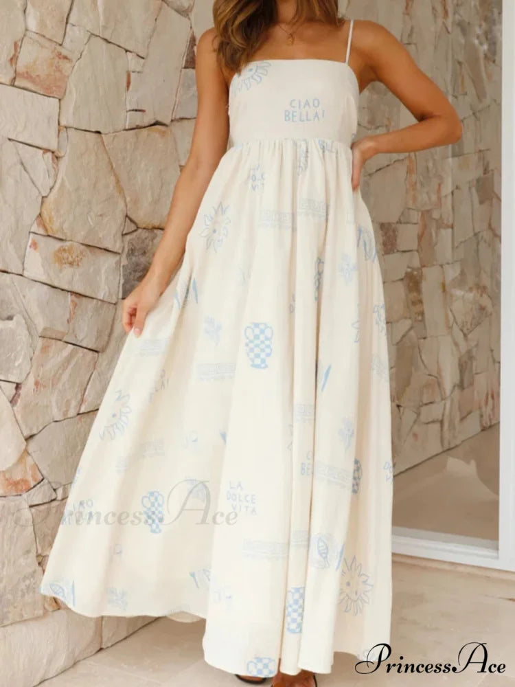 Chill Vibes Open-Back Charming Spaghetti Strap Maxi Dress Blue / S