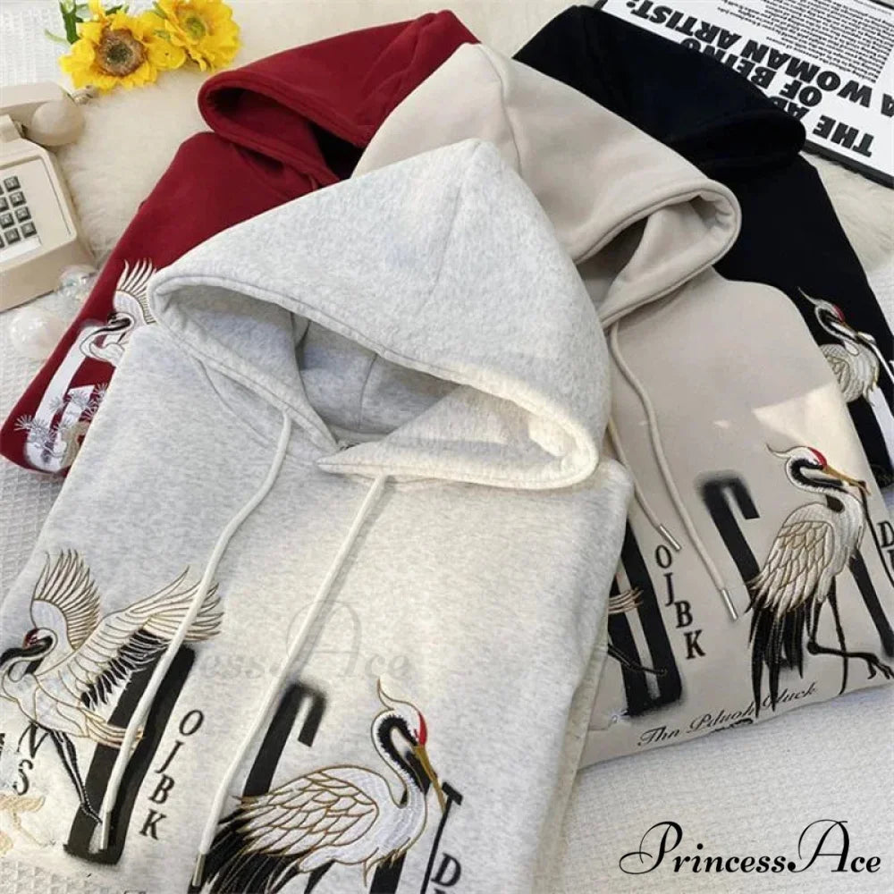 Chinese Heron Pullover Hoodie hoodies-241228