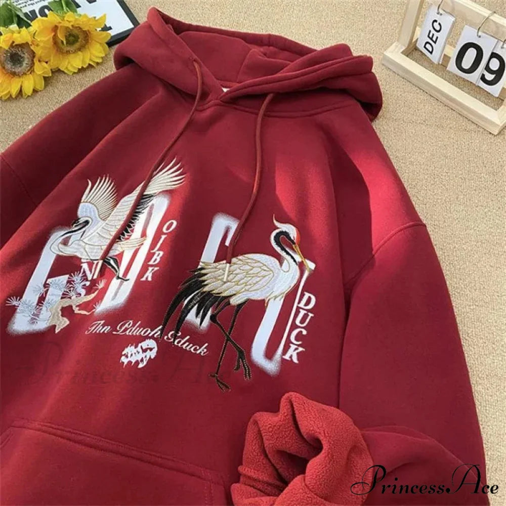 Chinese Heron Pullover Hoodie hoodies-241228