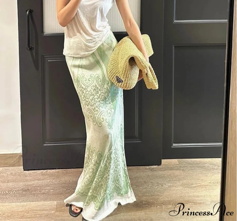 Chinese Style Floral Tall Waist A-Line Skirt skirt-250126