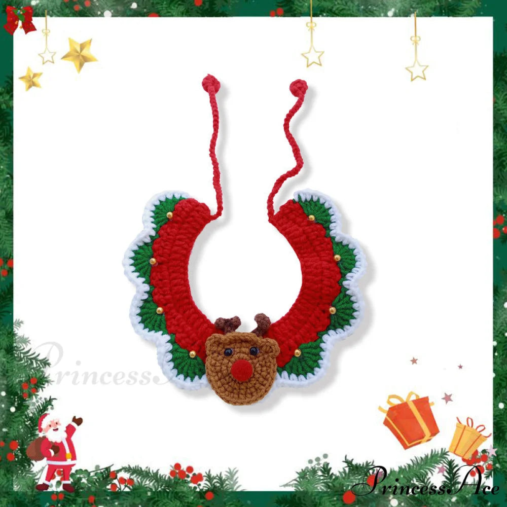 Chrismas Photo Accessories Hand Woven Cat Dog Bibs Elk / 15-20cm