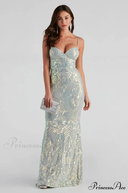 Christal Sequin Stylish Mermaid Formal Dress S / Mint