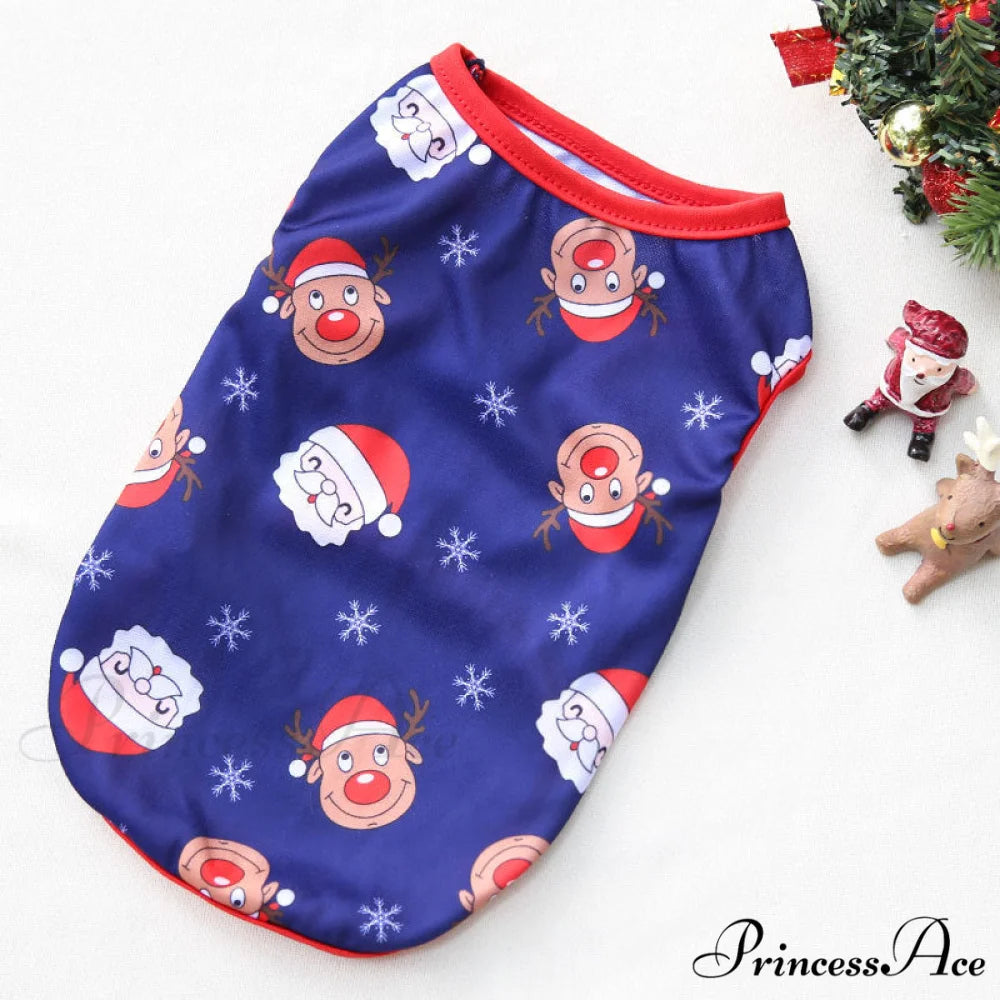 Christmas Dog’s Funny Clothes & Sweater Vest Christmas navy blue bottom old man / XS