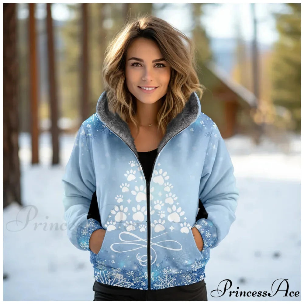 Christmas Fleece Deer Print Coat blue 2 / XXS
