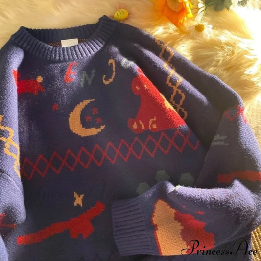 Christmas Knitted Kawaii Clothes Sweater Blue / S45Kg