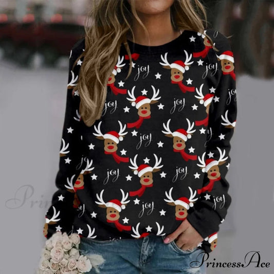 Christmas Pullover Sweater Top Black / S