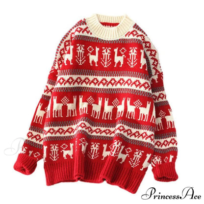 Christmas Red Deer Sweater Red / One Size