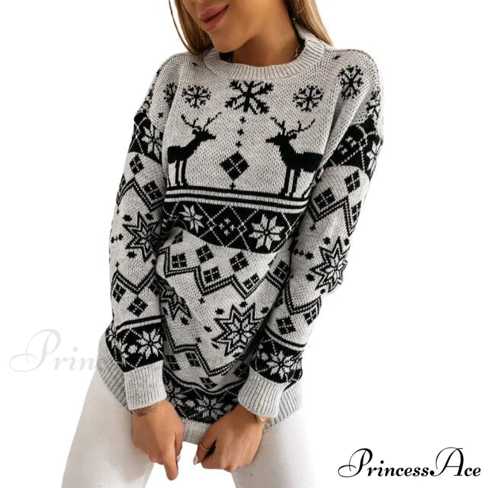 Christmas Santa Snowflake Sweaters Black / S