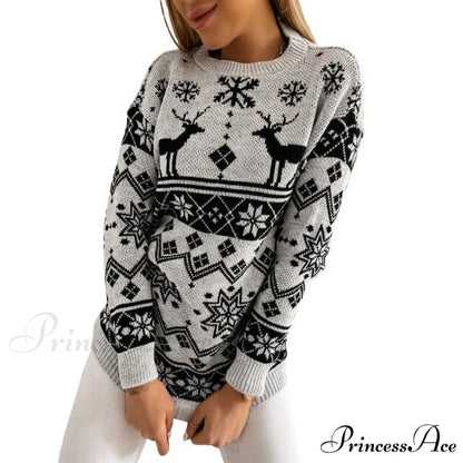 Christmas Santa Snowflake Sweaters Black / S