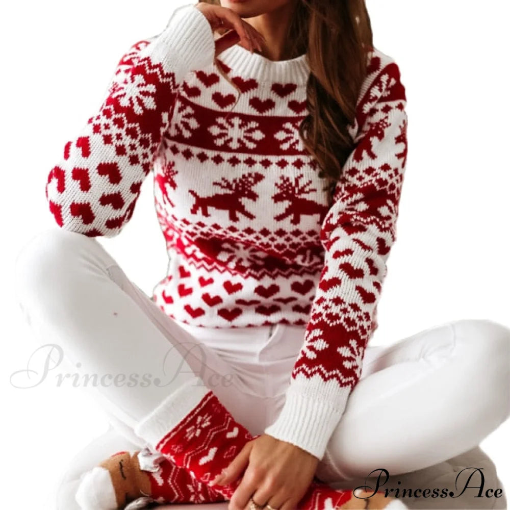 Christmas Santa Snowflake Sweaters Red 3 / S