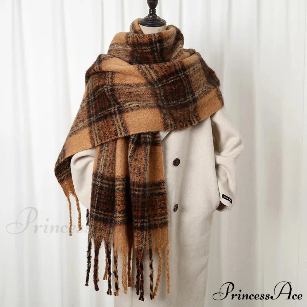 Chunky Banded Cashmere Journey Wrap Scarf Color10 / 40x200cm scarf-241228