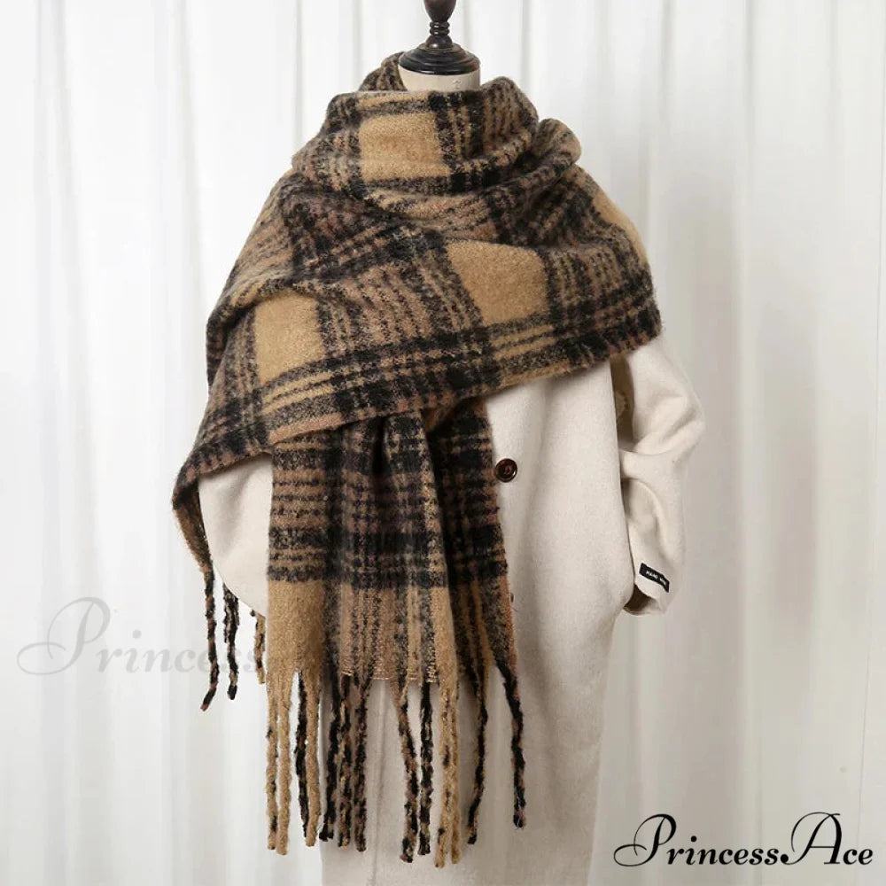 Chunky Banded Cashmere Journey Wrap Scarf Color11 / 40x200cm scarf-241228