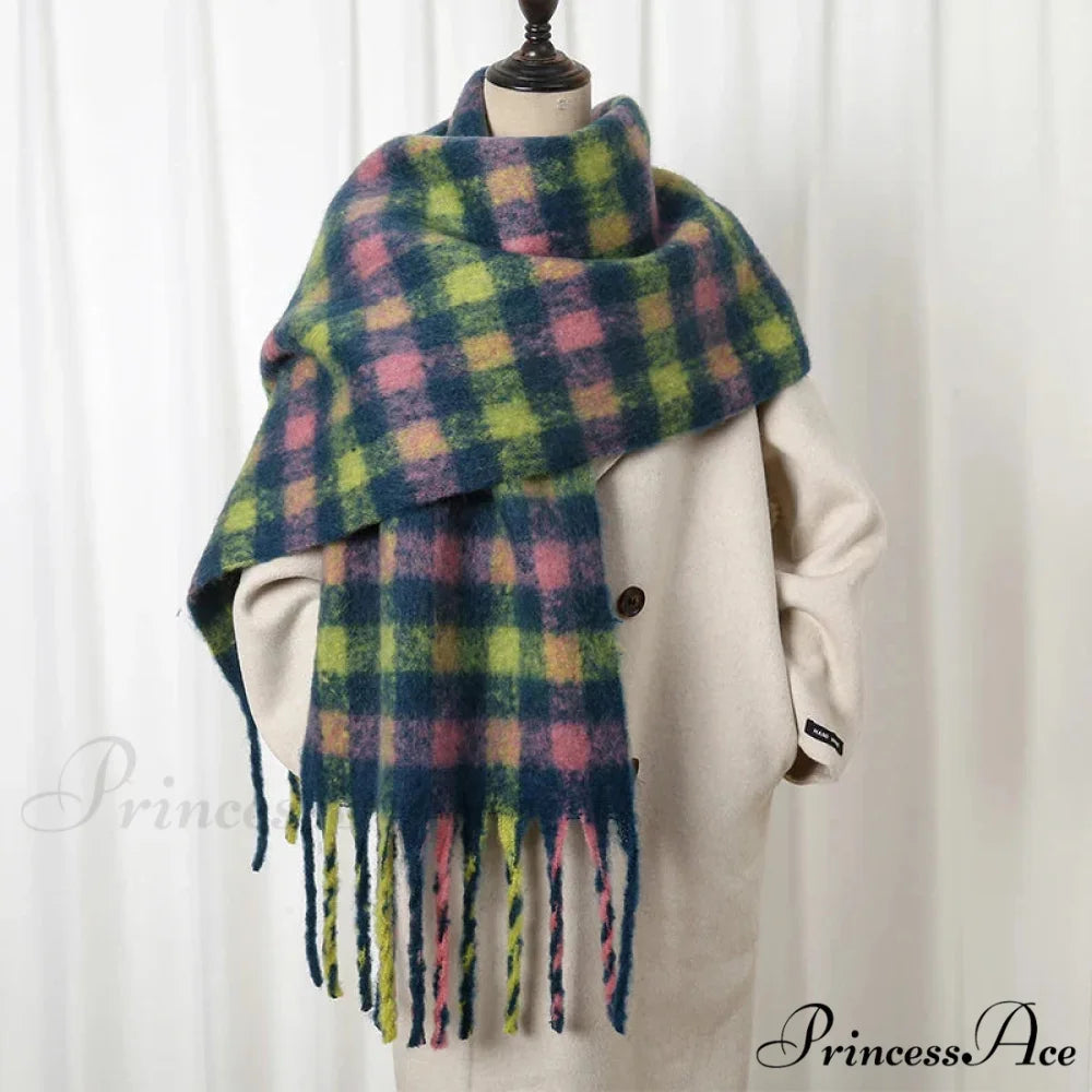 Chunky Banded Cashmere Journey Wrap Scarf Color15 / 40x200cm scarf-241228